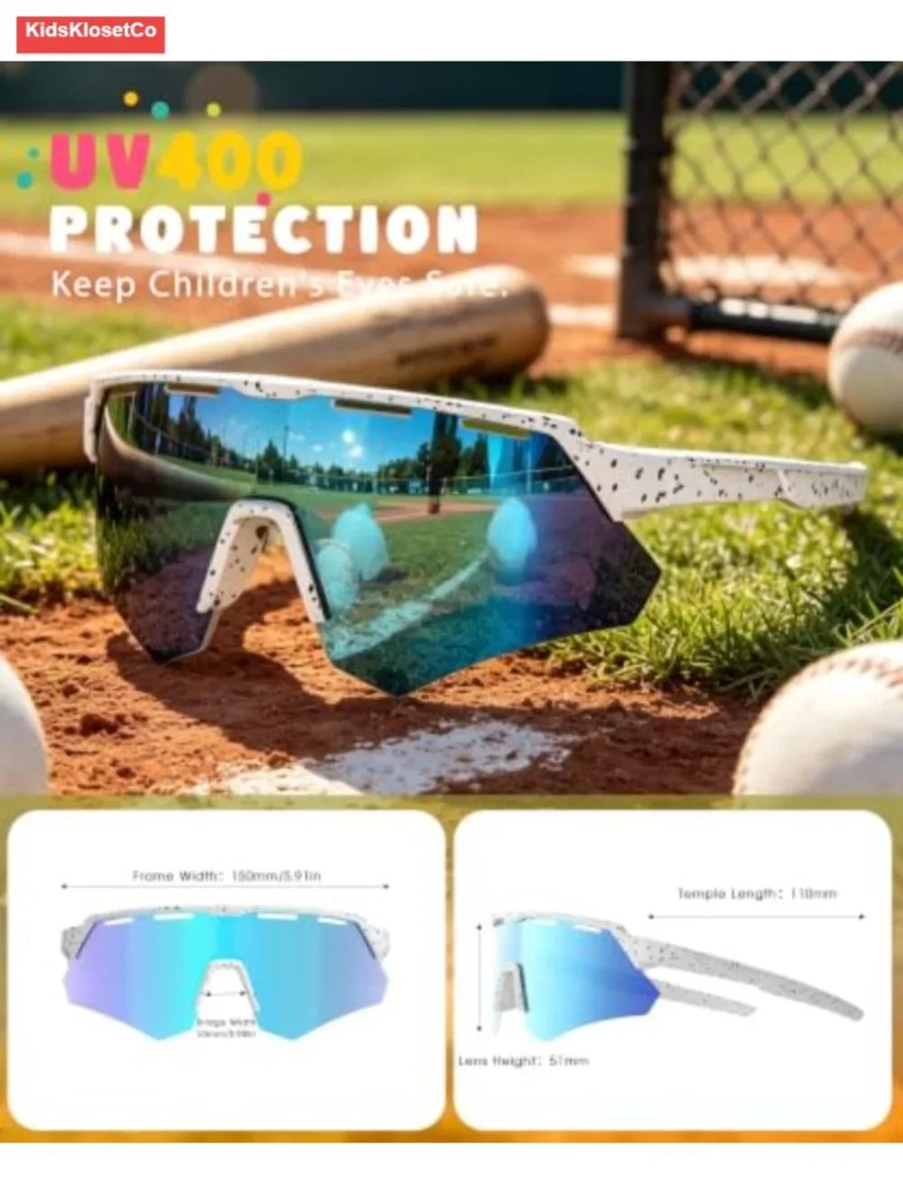 Polarized Kids Sunglasses UV400 Protection Sports Baseball Cycling Running Boys
